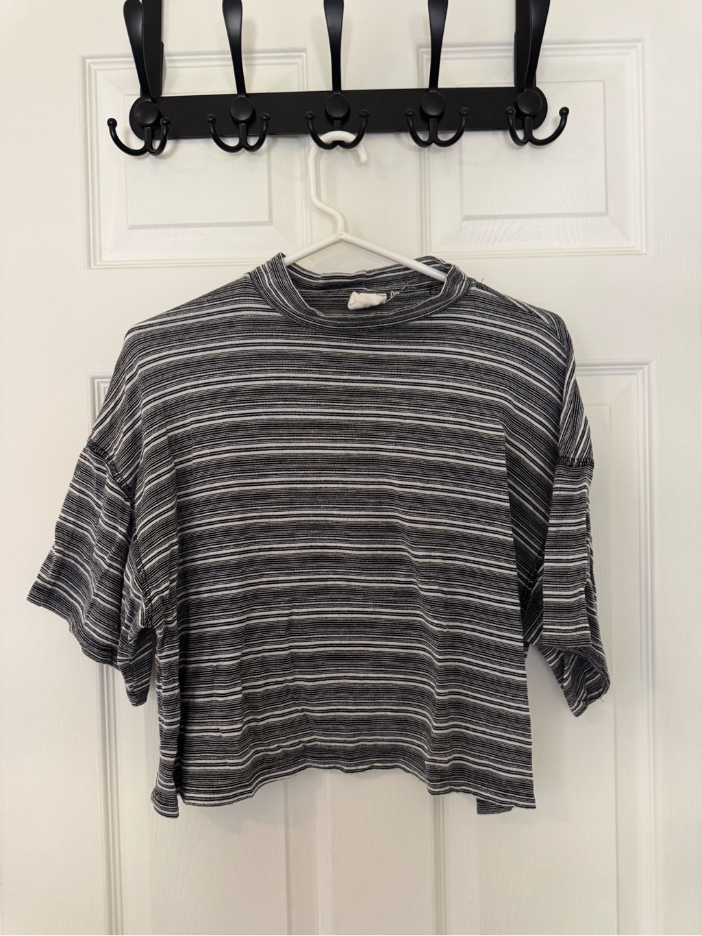 By Together Black & White Striped Cropped Tee